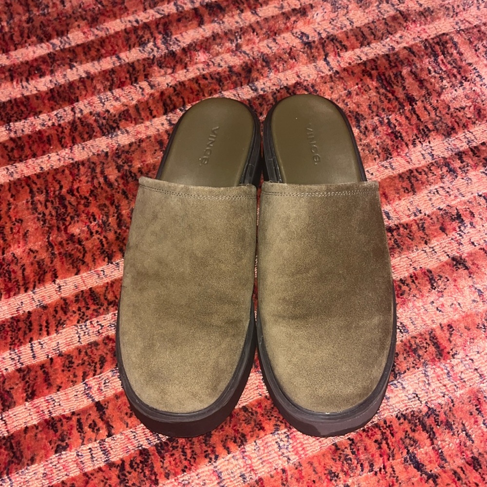 Vince green suede mules
